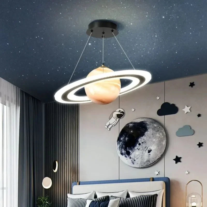lampadario creativo LED a sfera di vetro per cameretta