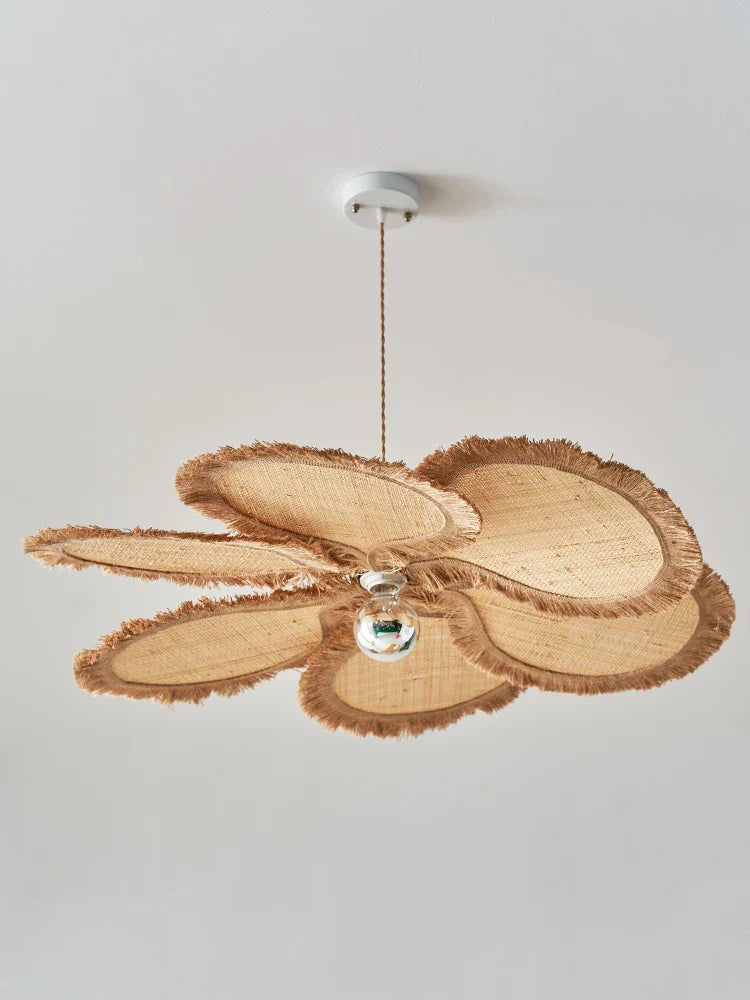 lampadario minimalista design floreale intrecciato in erba per interni
