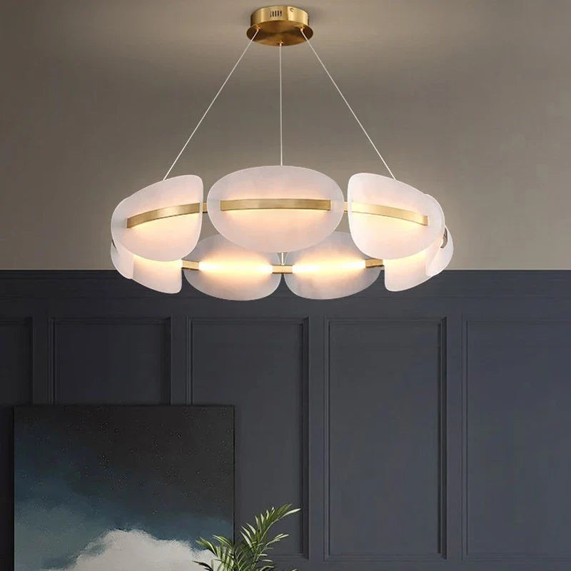 lampadario nordico led in acrilico con design a petalo