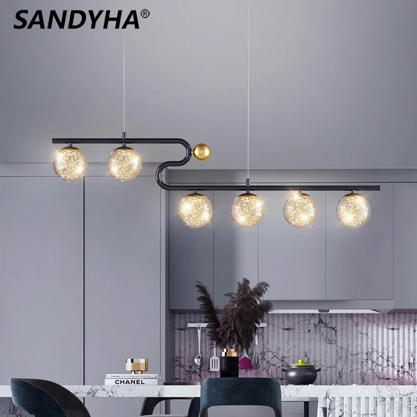 Lampadario moderno design elegante in vetro