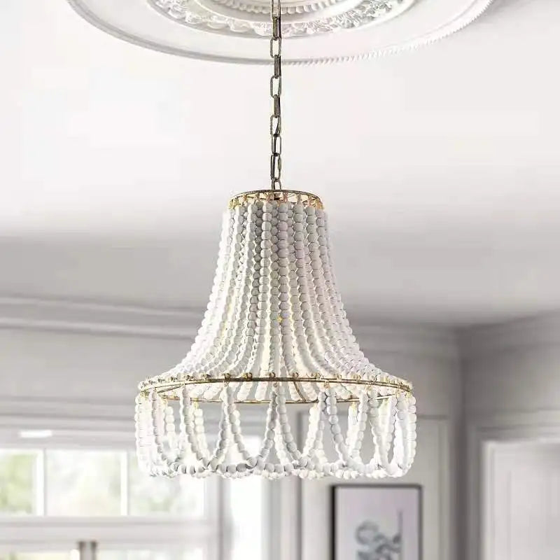 Lampadario Perle Legno Rustico Natura