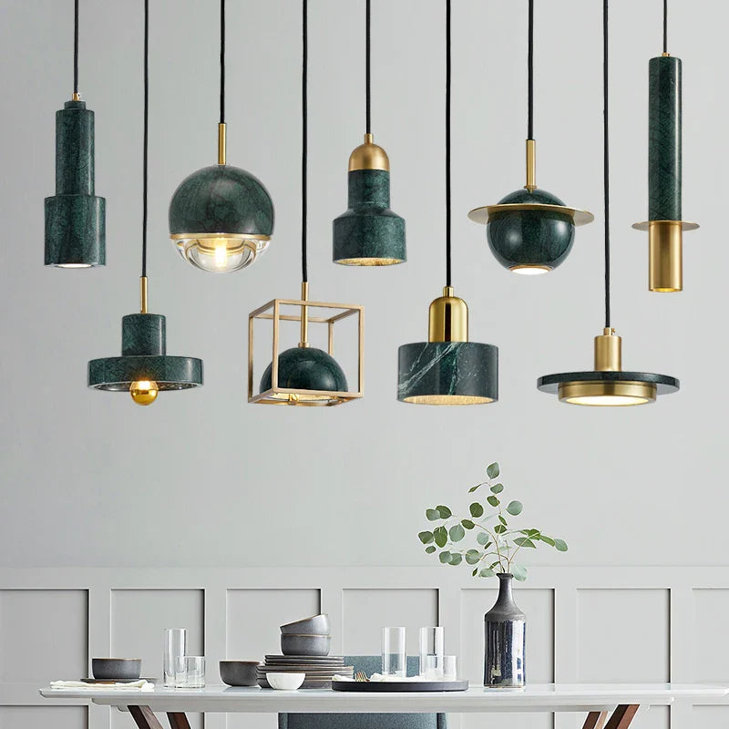 lampadario LED design nordico moderno minimalista lampada decorativa in marmo e rame