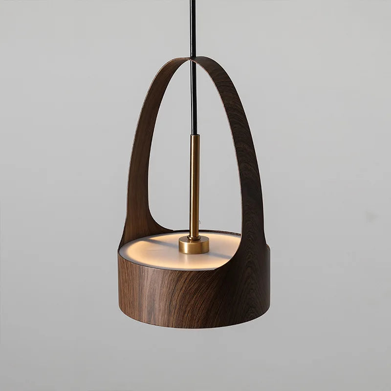 lampadario moderno effetto venatura legno stile nordico LED sospensione