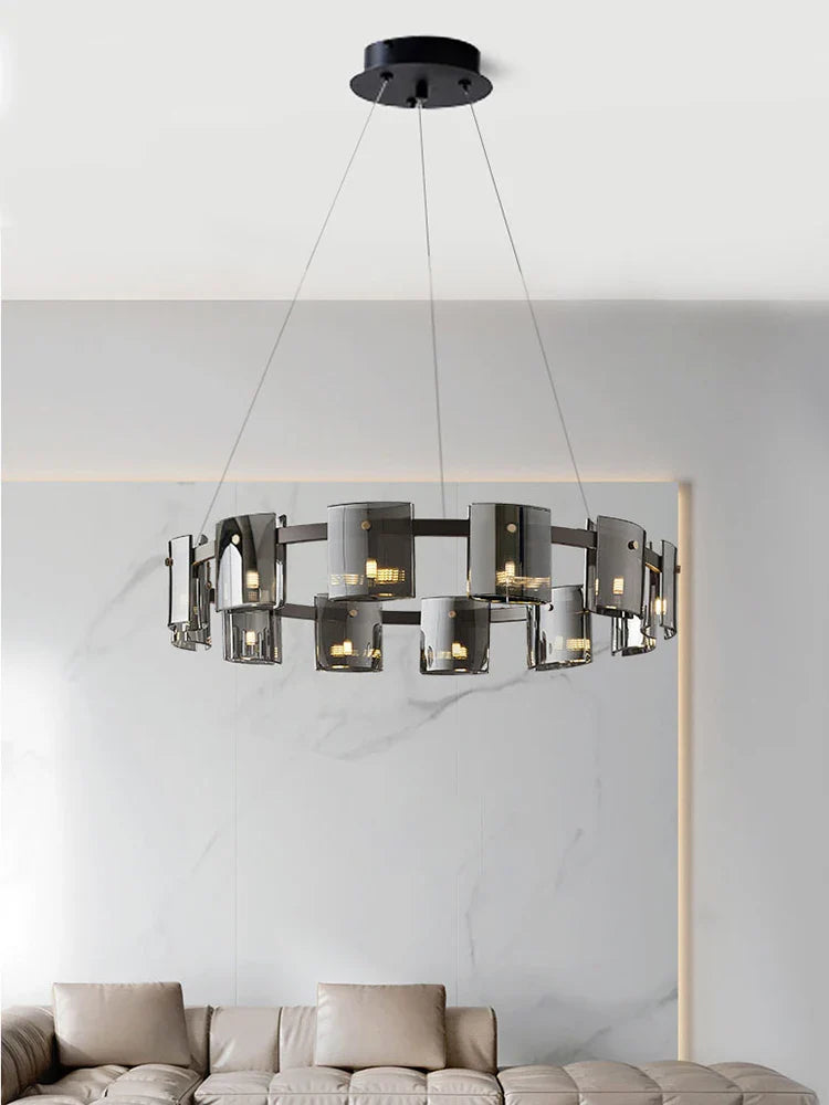 lampadario moderno in vetro per illuminazione design elegante