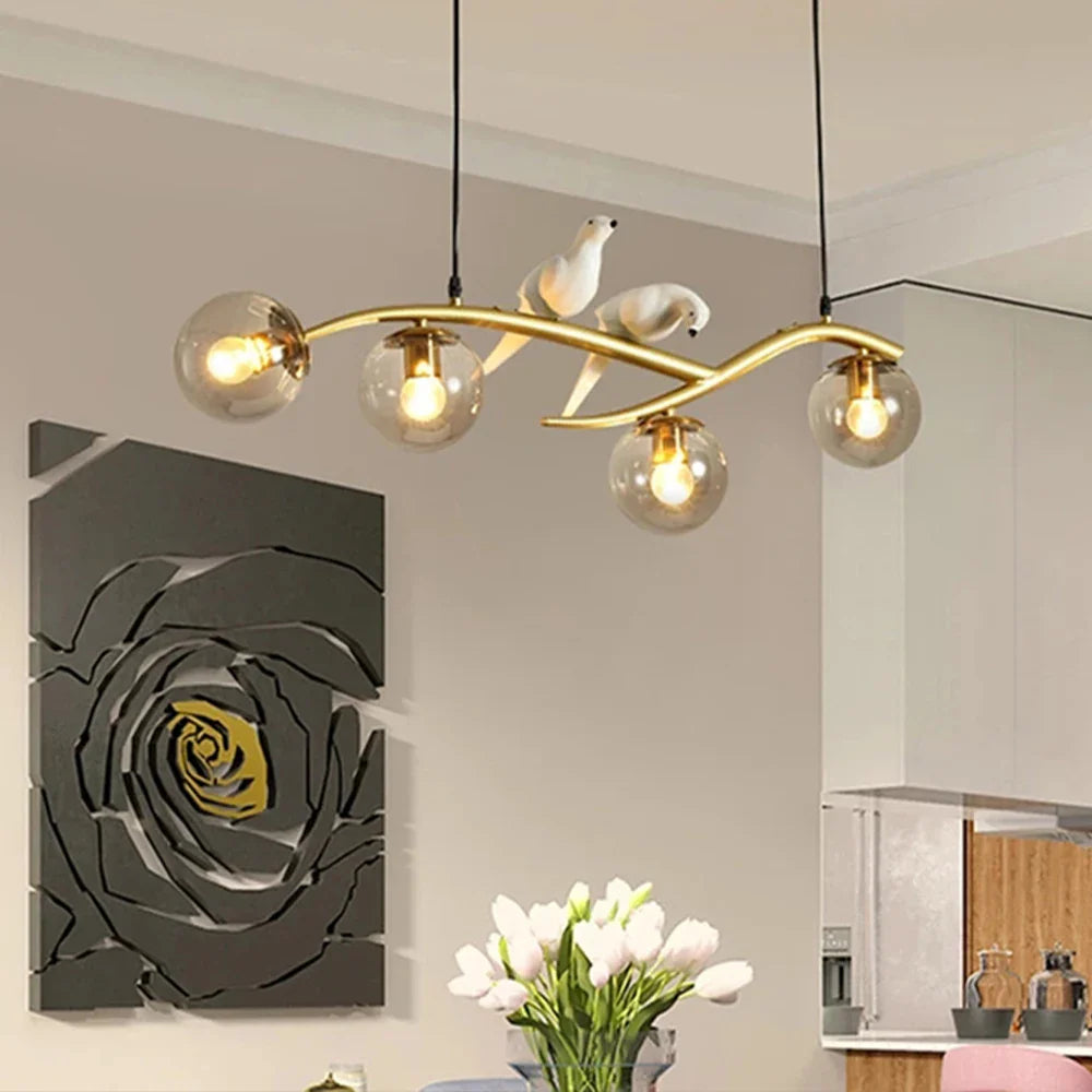 Lampadario sospensione luminosa uccello nordico elegante