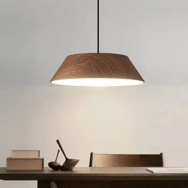 Nordico semplice noce venatura colore legno venatura LED lampadario giapponese sala da pranzo barra lampada Wabi Sabi Arte caffè tavolo sospensione
