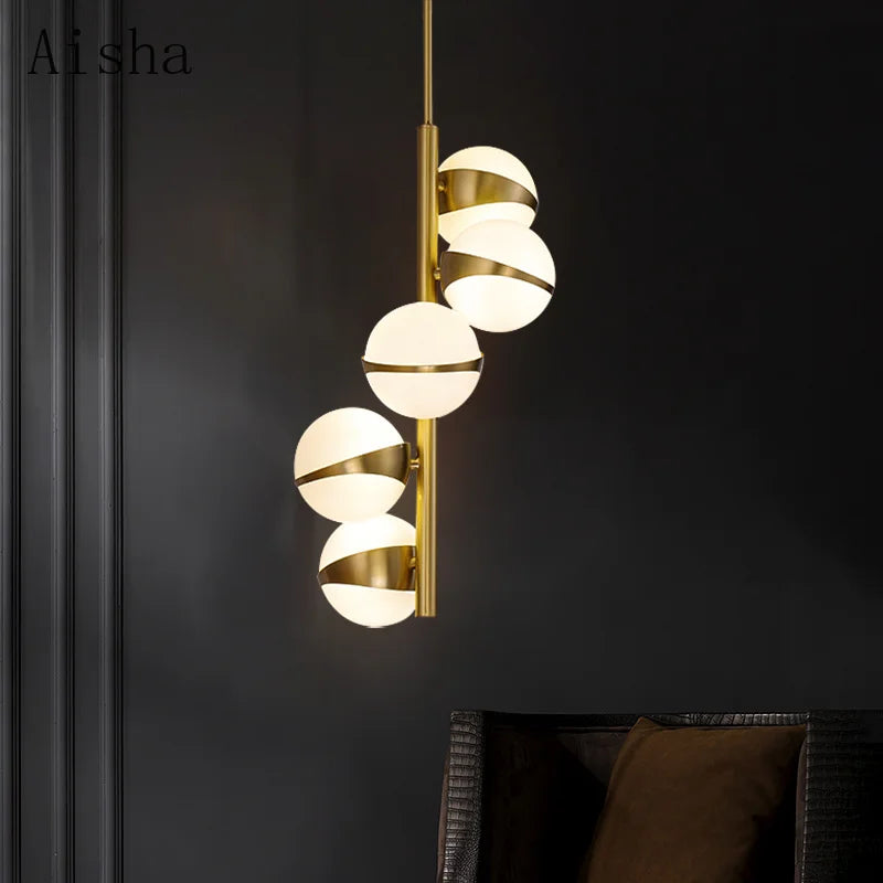 Lampadario nordico in rame design per illuminazione interna creativa
