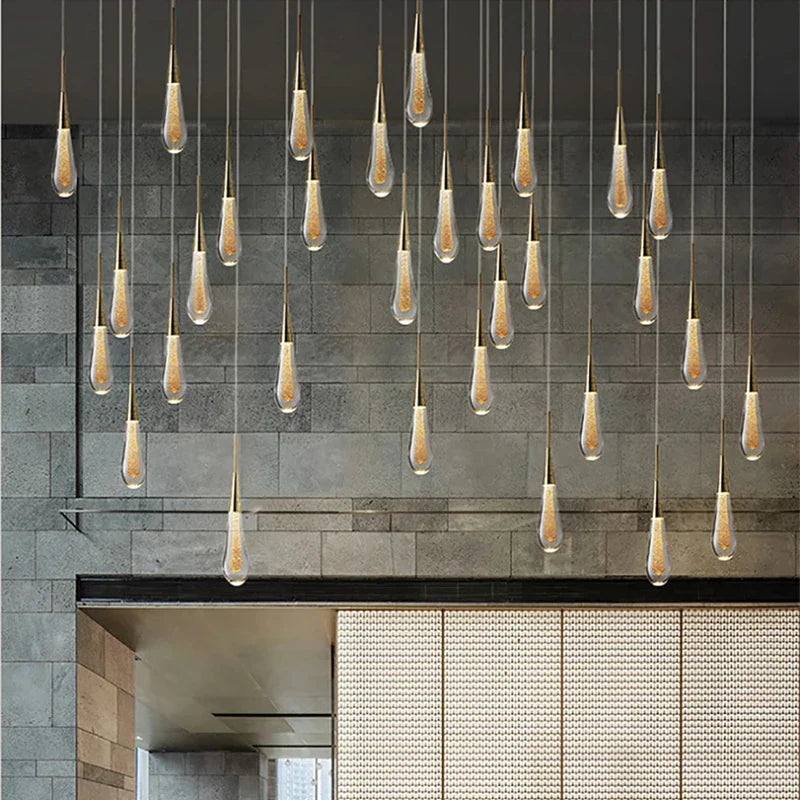 lampadario a goccia d'acqua in cristallo per decorazione d'interni