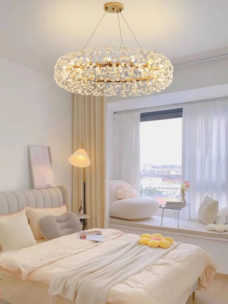 lampadario in cristallo moderno a forma di soffione creativo e atmosferico