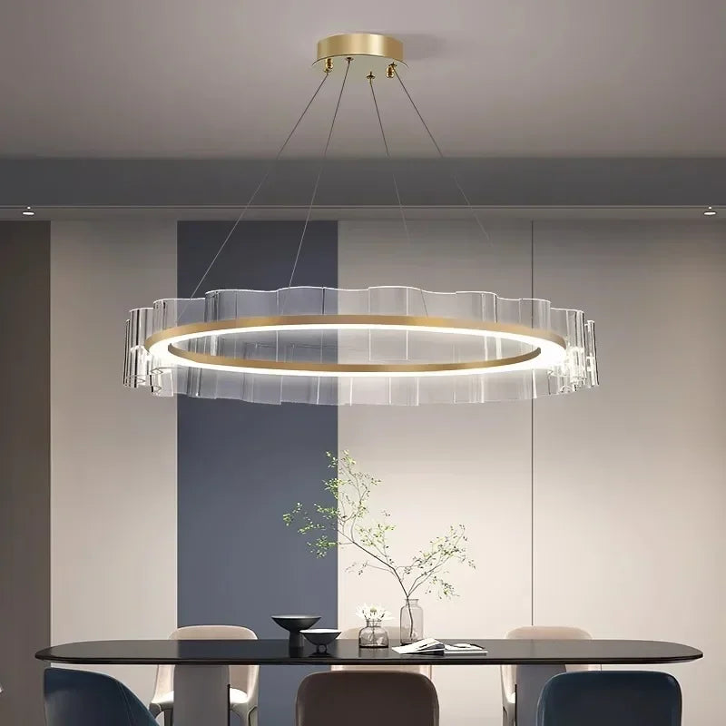lampadario moderno in alluminio e acrilico design nordico per interni