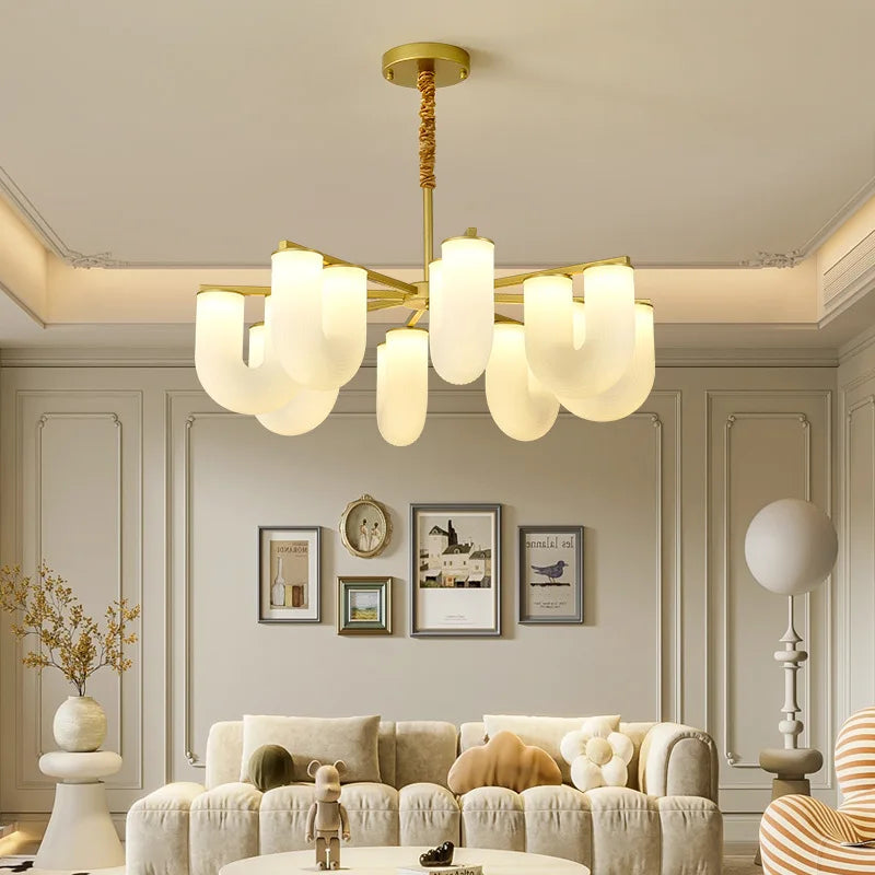 Lampadario dorato moderno design di lusso