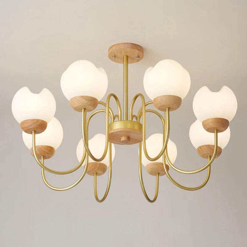 Lampadario nordico in legno caldo