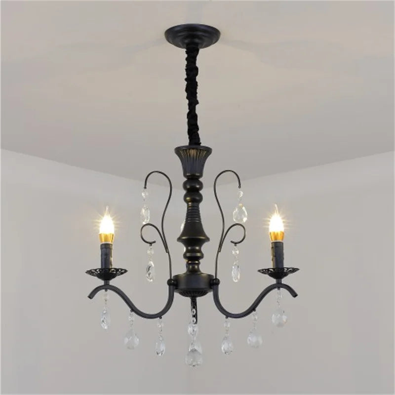 Lampadario in ferro battuto cristalli elegante