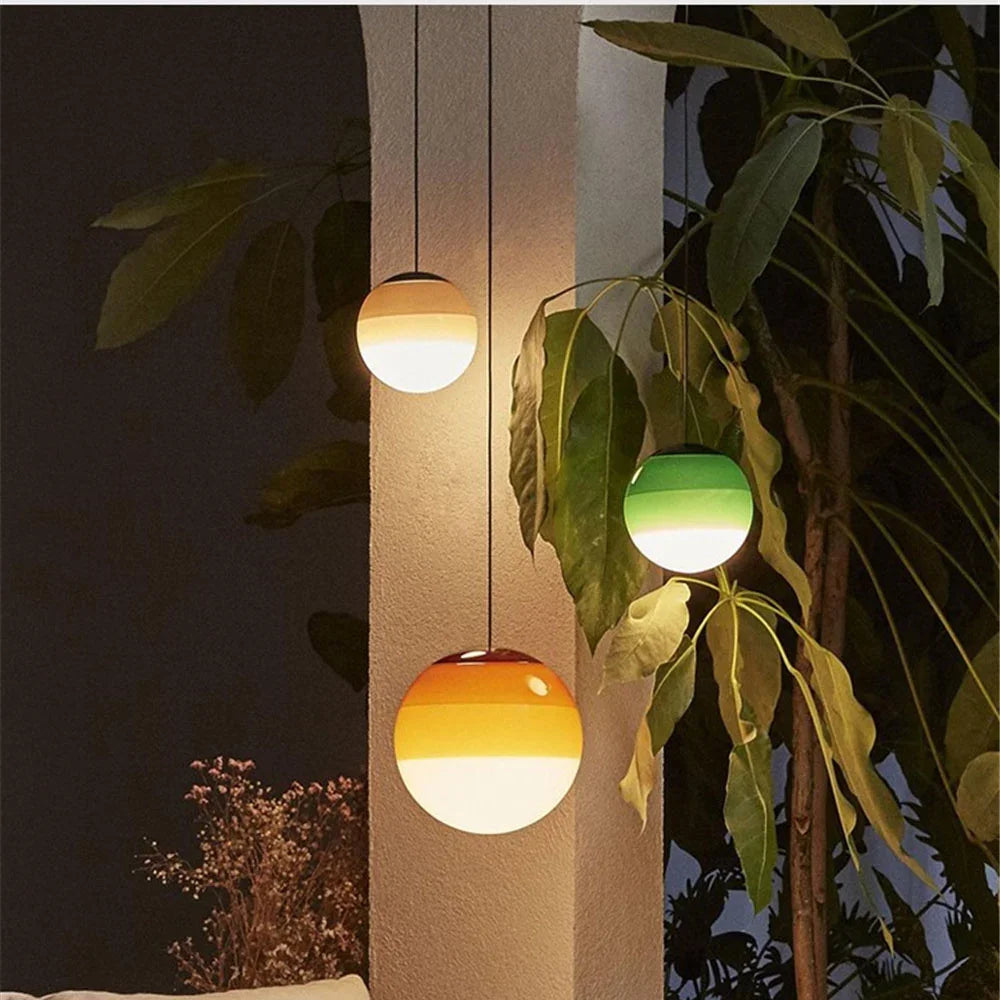 lampadario nordico in vetro sfumato con sospensione led creativo