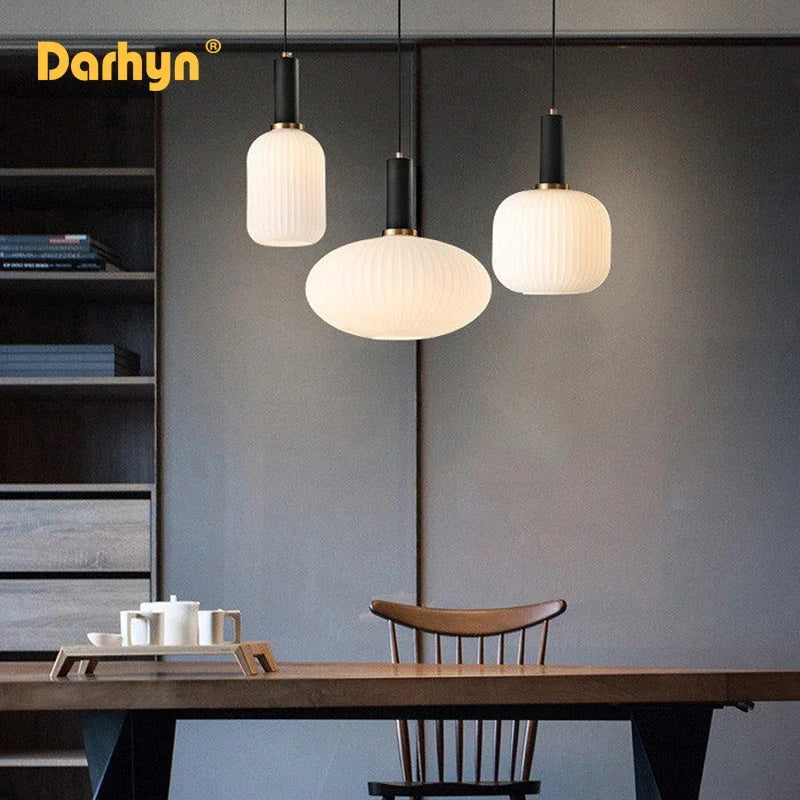 lampadario nordico semplice led in vetro sospeso per ristorante