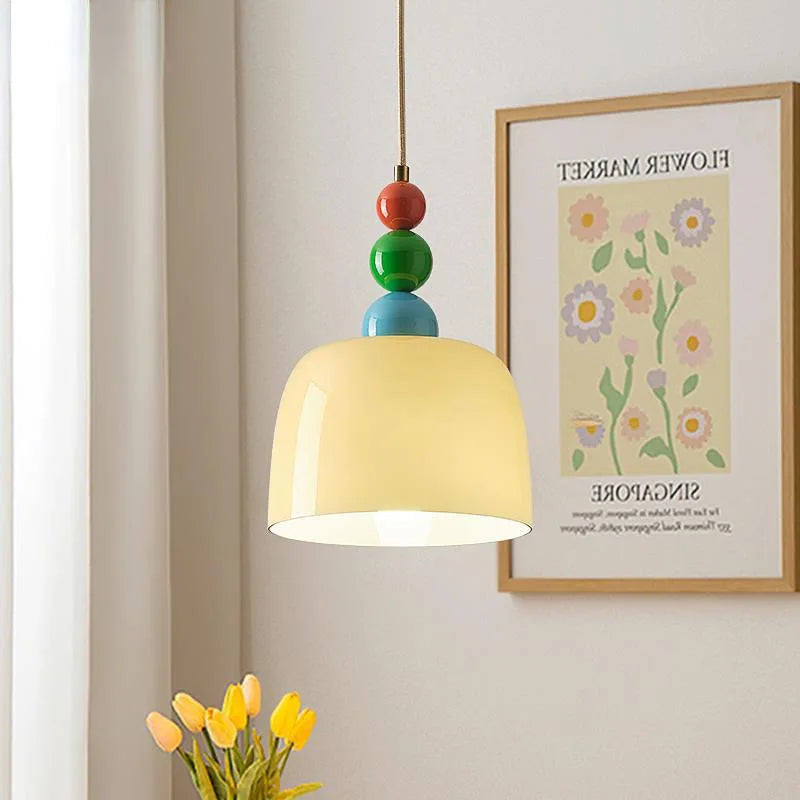 lampadario in legno e vetro per bar casa con led integrato