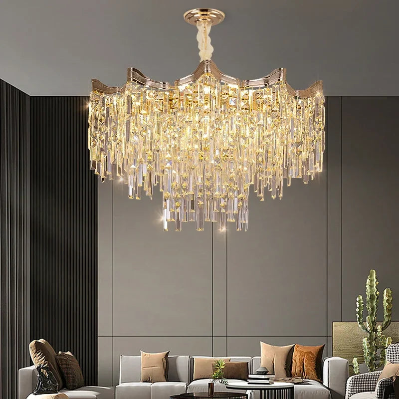 Lampadario in cristallo moderno a 7 livelli per decorazione interna