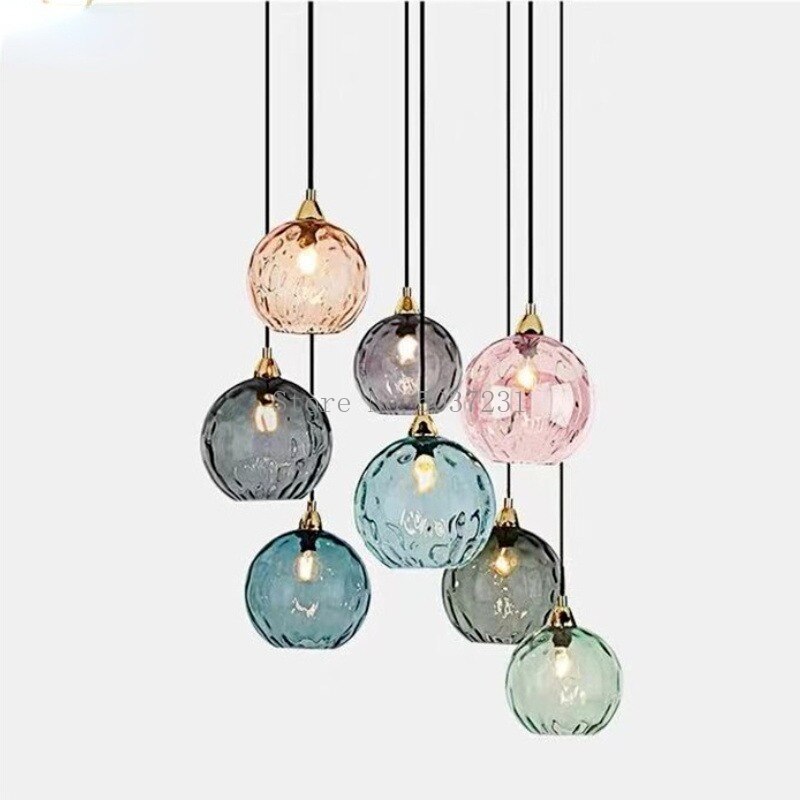 Lampadario in vetro colorato nordico moderno effetto acqua
