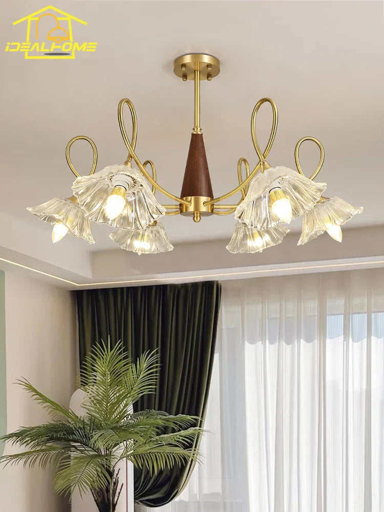 lampadario retrò medievale in rame e legno massiccio per interni