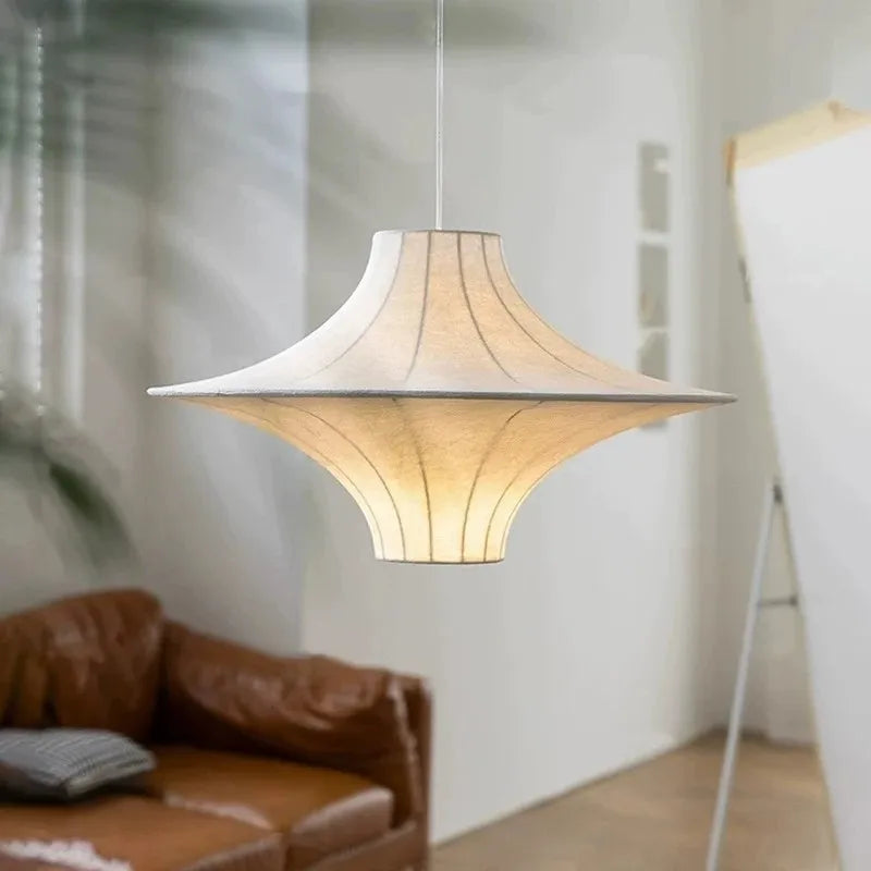 lampadario wabi sabi minimalista in seta con led integrato