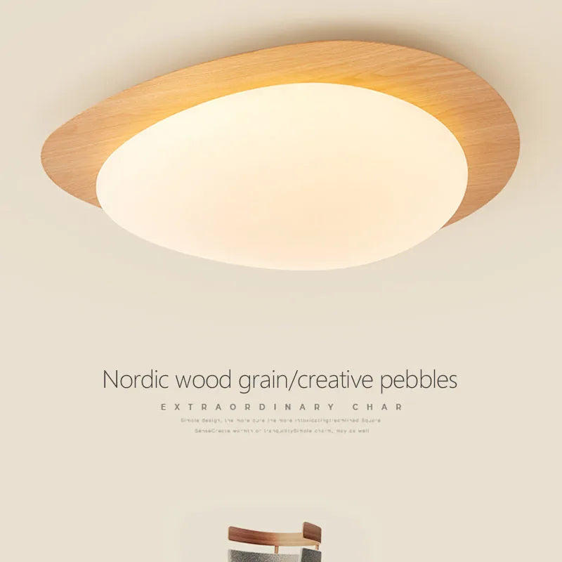 Plafoniera LED nordica elegante in legno