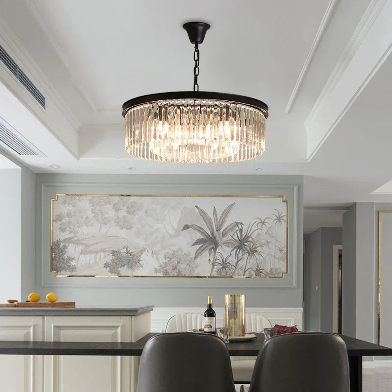 lampadario in cristallo sospeso per illuminazione interna design elegante