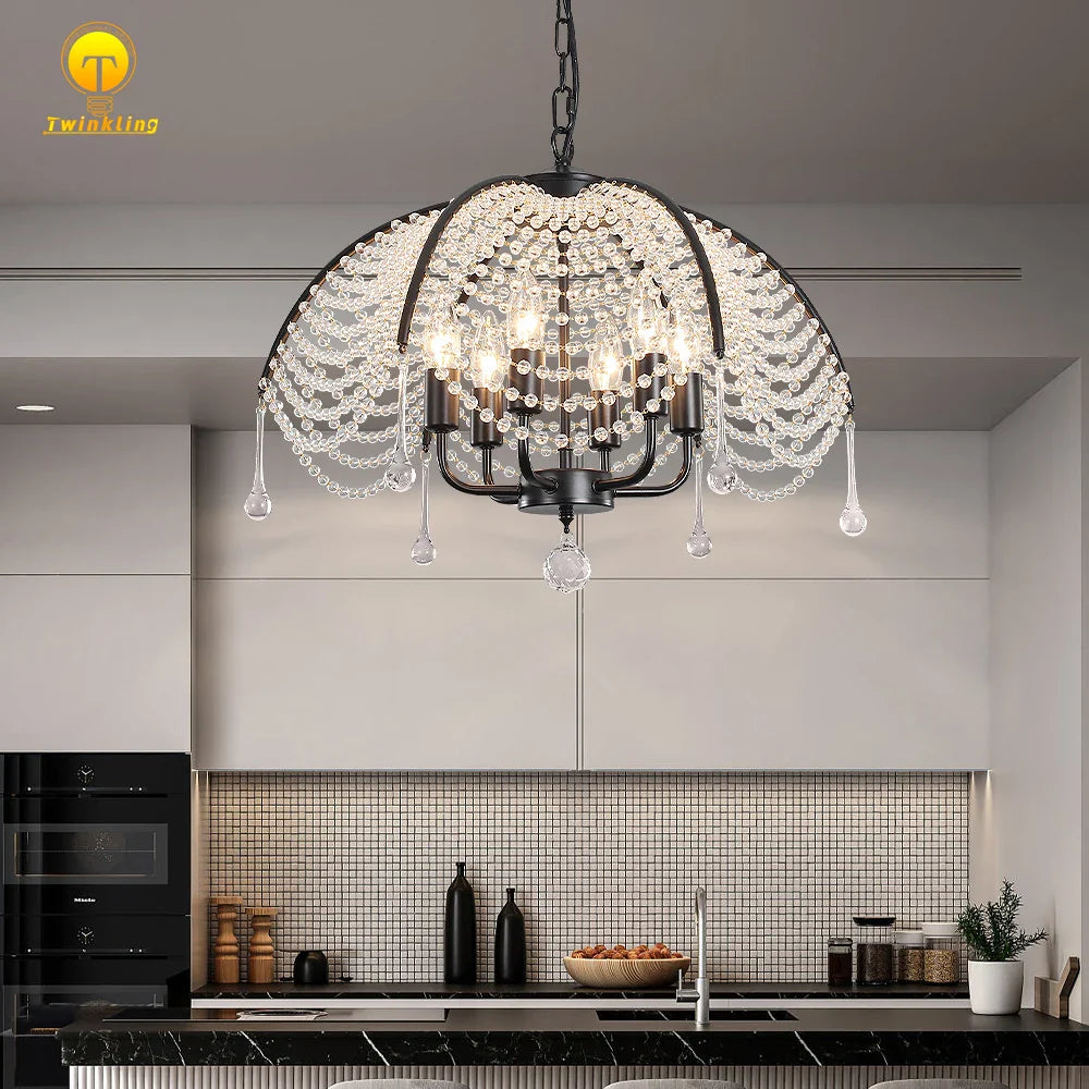 lampadario moderno in cristallo per decorazione d'interni elegante e luminosa