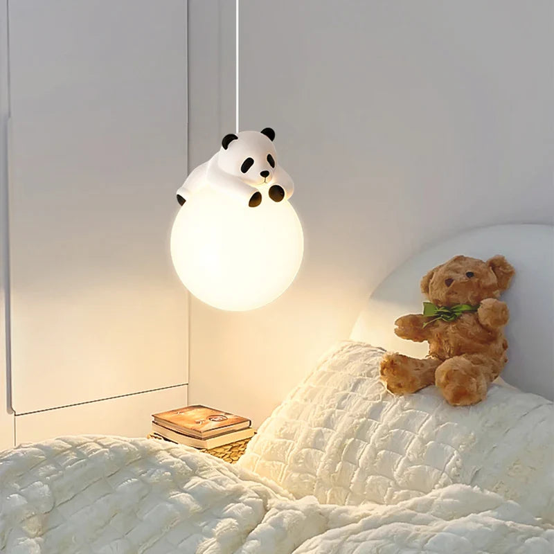 lampadario sospeso in resina panda per camera bambini