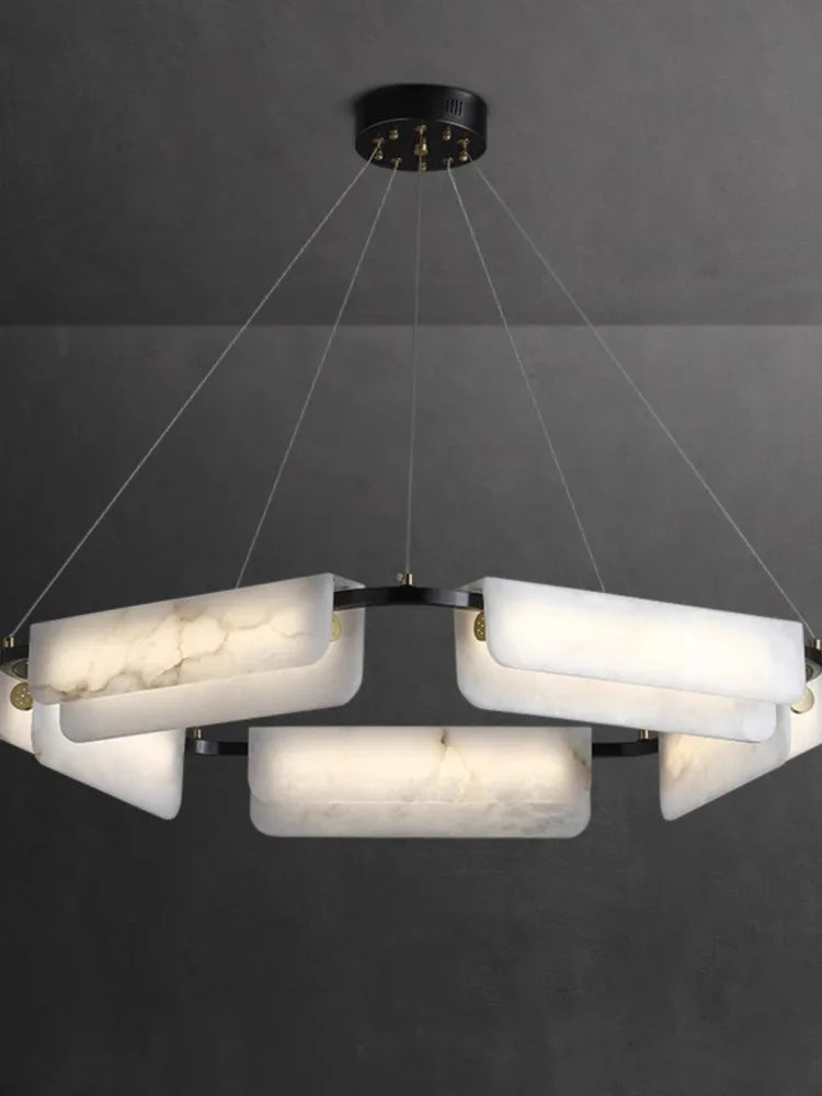 lampadario in marmo naturale puro e rame design luminoso moderno