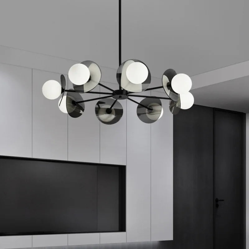 lampadario di lusso in rame con luce LED minimalista italiana