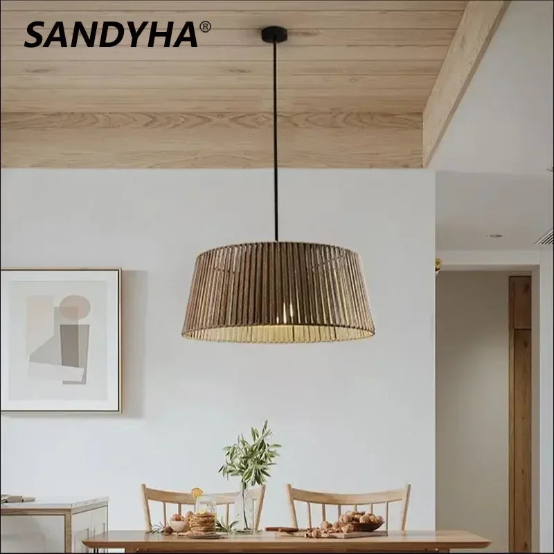 lampadario nordico sandyha corda intrecciata lampade led sospese