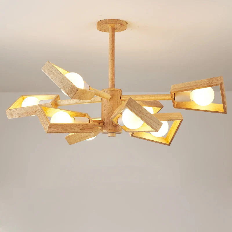 lampadario sospeso in legno illuminazione albero nordico per decorazione