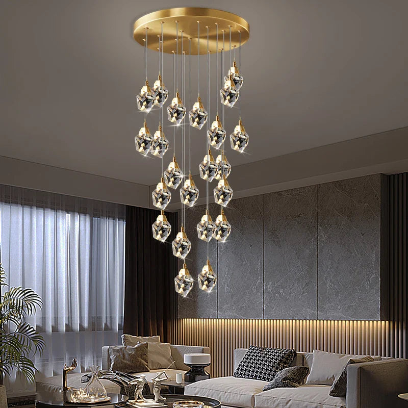 lampadario sospeso in cristallo per un'illuminazione elegante e moderna