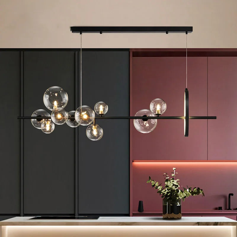 lampadario led moderno in vetro a bolla con cavo regolabile