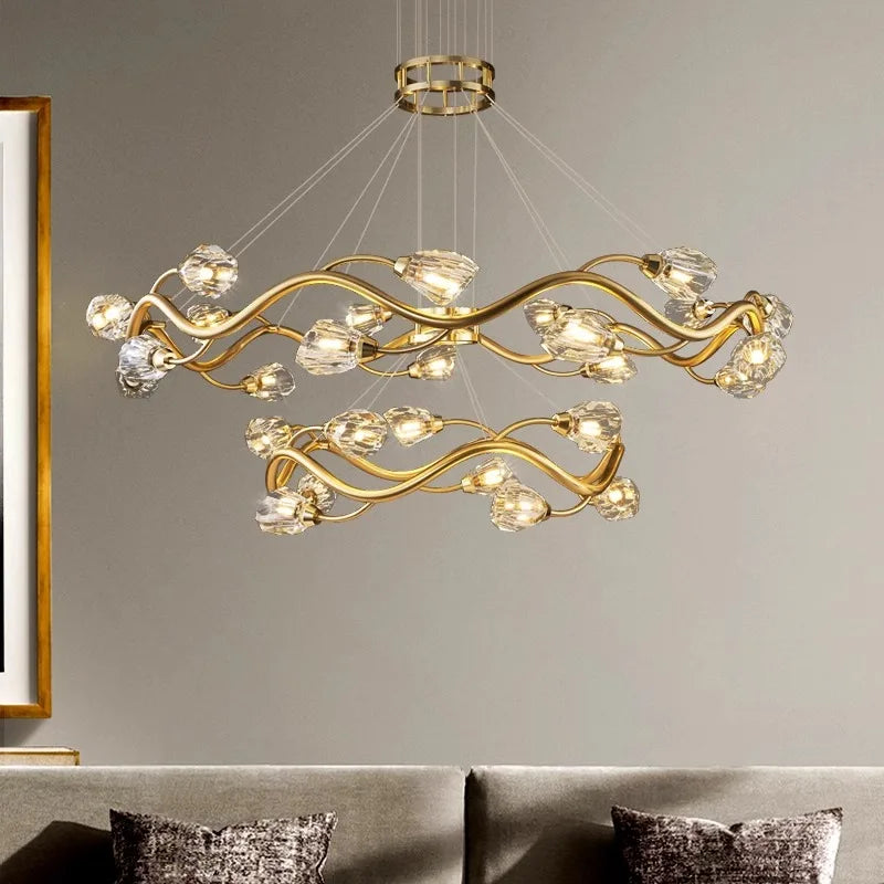 lampadario a LED in cristallo moderno di lusso per illuminazione interna