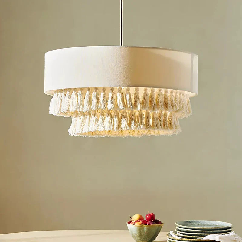 lampadario in tessuto stile bohémien wabi sabi moda giapponese