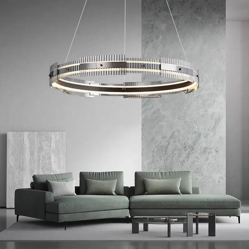 lampadario minimalista in vetro rigato luminoso decorativo per interni