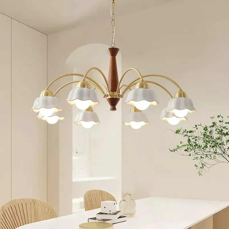 lampadario moderno in ceramica a fiori per interni contemporanei