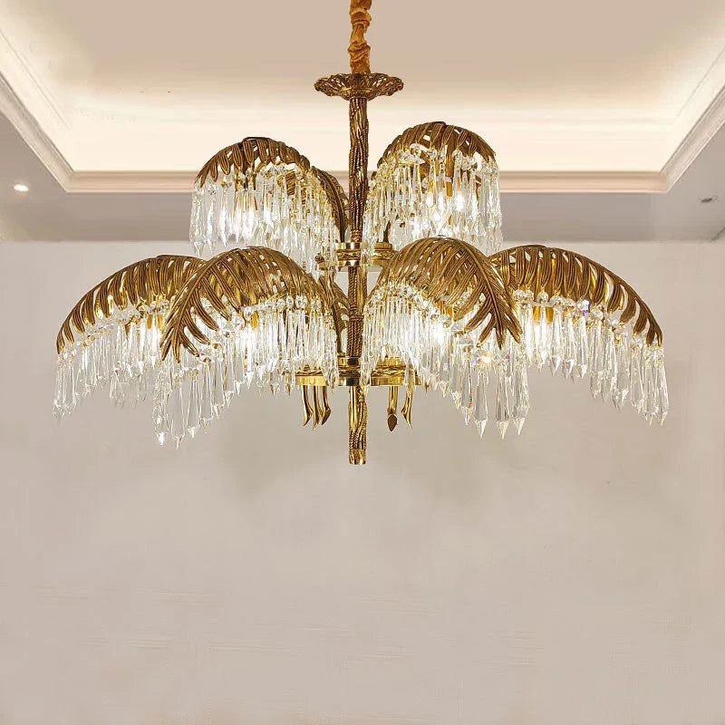 lampadario in rame con cristallo per decorazione elegante e retrò