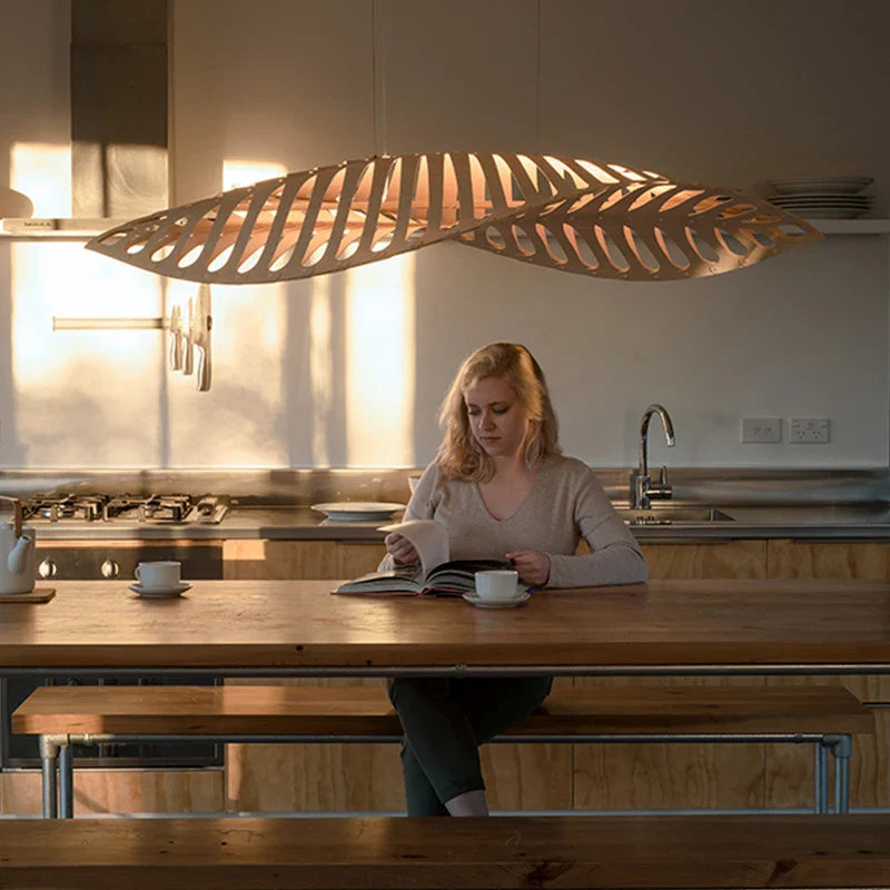 lampadario in legno wabi sabi nordico minimalista per ristorante bar