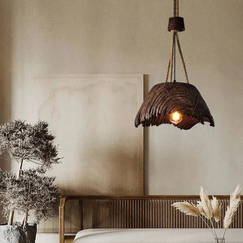 lampadario nordico wabi sabi imitazione legno forme strane decorazione casa