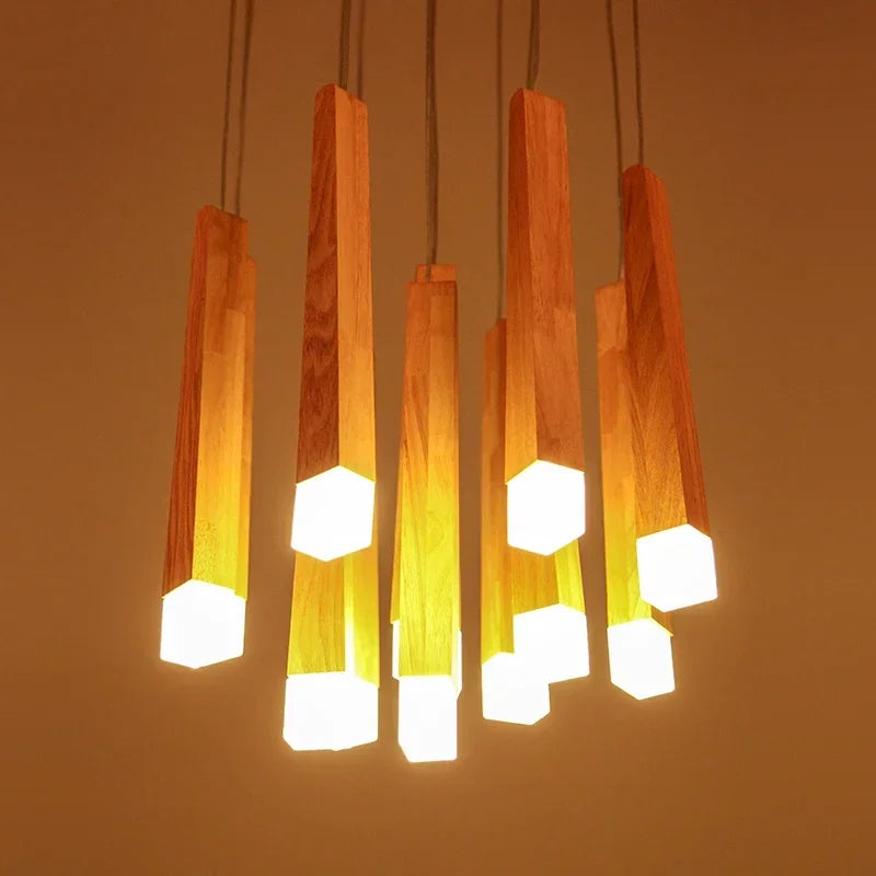 Lampada a sospensione in legno scandinavo LED elegante