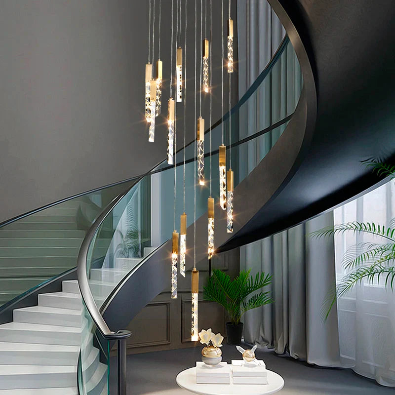 lampadario moderno in cristallo per illuminazione interna elegante