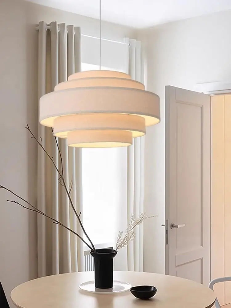lampadario a led in tessuto stile wabi sabi per decorazione d'interni