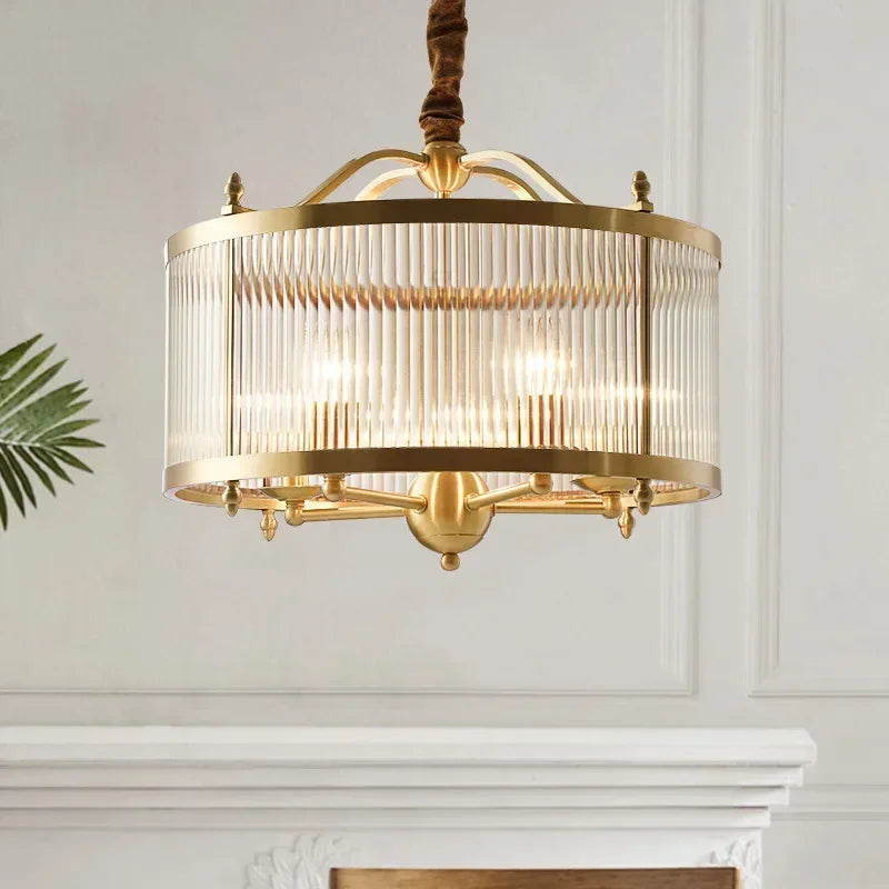 lampadario di lusso moderno in rame dorato con illuminazione LED