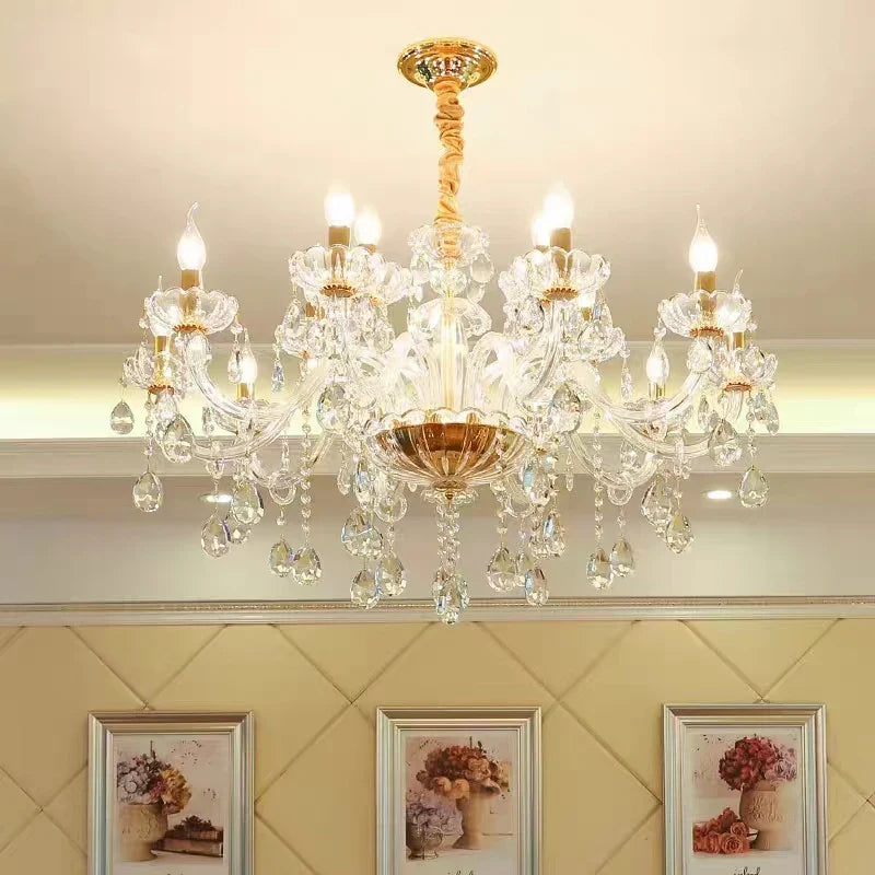 Lampadario in cristallo trasparente europeo per un'illuminazione lussuosa