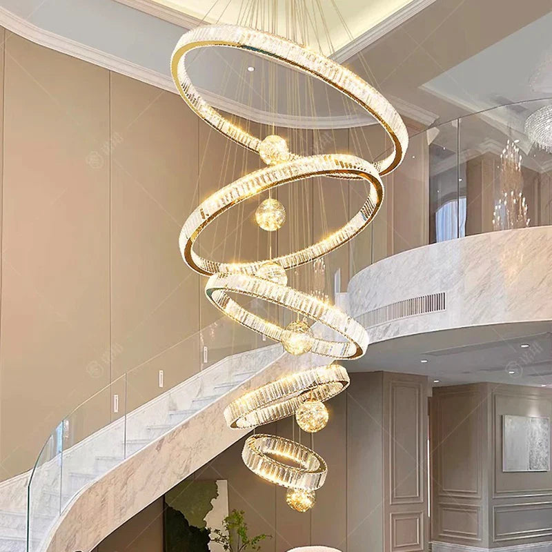 Lampadario design ad anello in cristallo intelligente per decorazione moderna