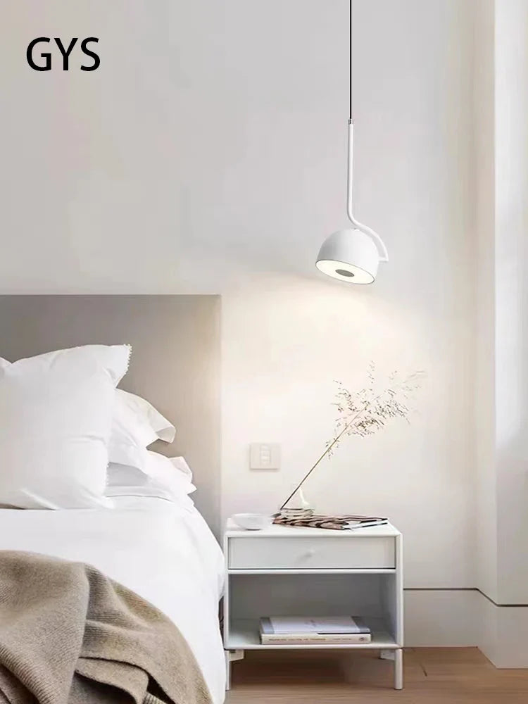 lampadario minimalista moderno a testa singola con lampada LED rotante