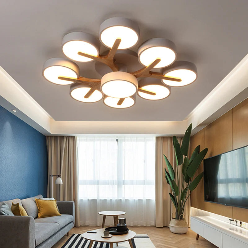 lampadario nordico in macaron decorazione moderna in legno minimalista