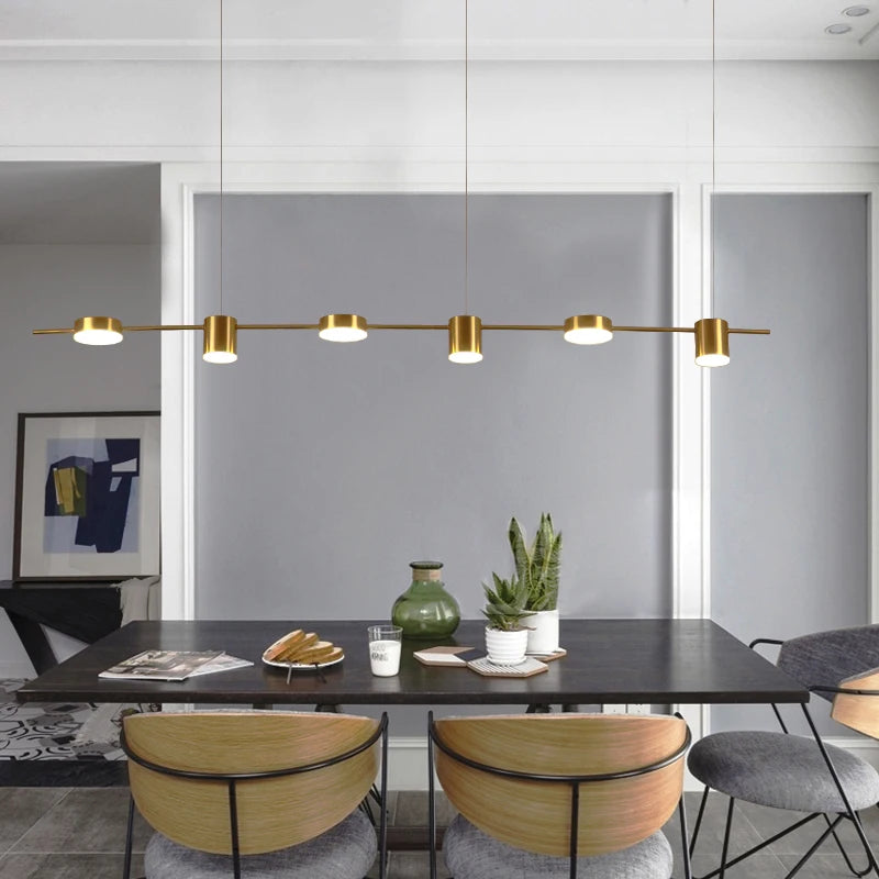 LumiModern – Lampada a sospensione in alluminio nero/oro a 3, 5 o 6 luci